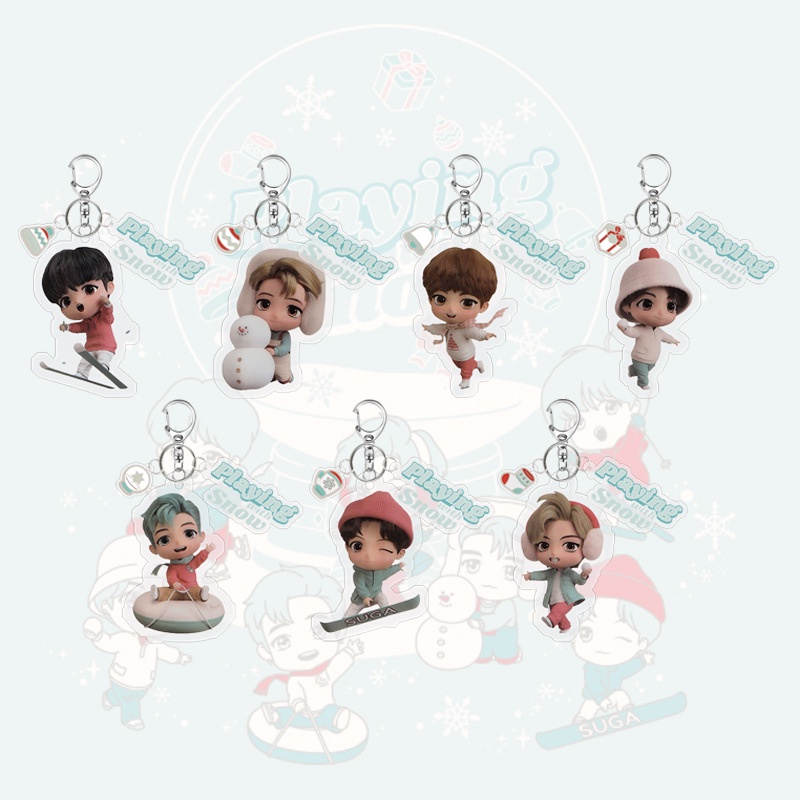 Gantungan Kunci Desain Kartun BTS Miniytan Bahan Akrilik