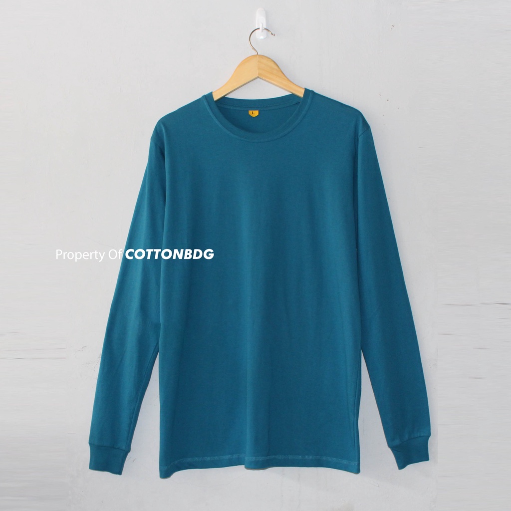 KAOS POLOS TEAL SOLID PRIA WANITA LENGAN PANJANG UKURAN S-XL BAHAN COTTON COMBED 30S ORGINAL