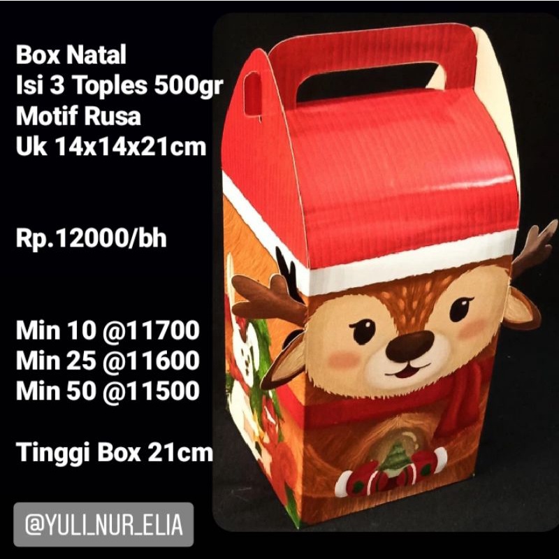 

Box Natal Isi 3 Toples 500gr Motif Rusa Uk 14x14x21cm