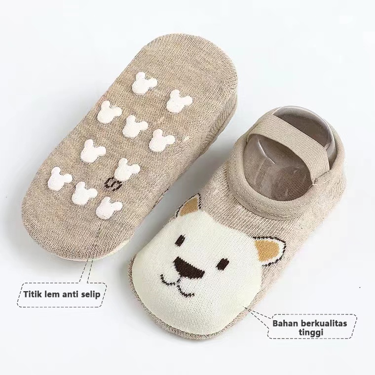 HIPPO LAND Kaos kaki anak bayi ankle dengan strap /Kaos kaki anak laki laki 1 tahun/Sepatu kaus kaki anak bayi bahan katun anti slip 116-117