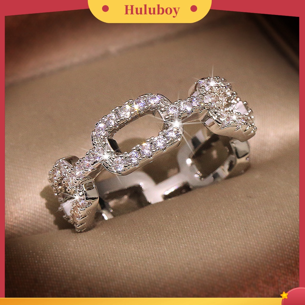 Hu Hu Hu Hu Hu Alat Bantu Pasang Kacamata♡ Cincin Rantai Tembaga Desain Geometri Hias Berlian Imitasi Untuk Wanita