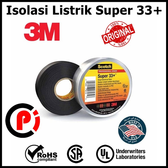 Original 3M Scotch Super 33+ Vinyl Electrical Tape Isolasi Listrik