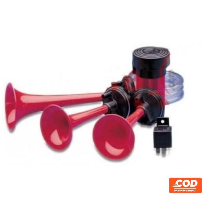 Klakson Telolet Hella 3 Corong 12V (Terompet) 100% Original + Relay Kode 350