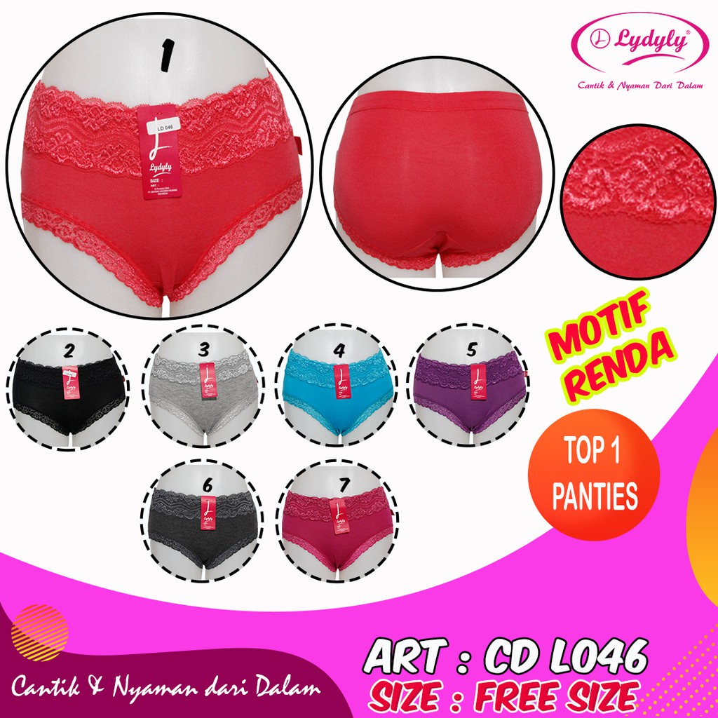 CD Lydyly LD046 Renda Bahan Licin Wanita Dewasa | Celana Dalam Lydyly 046 | Open Sorex Ecer