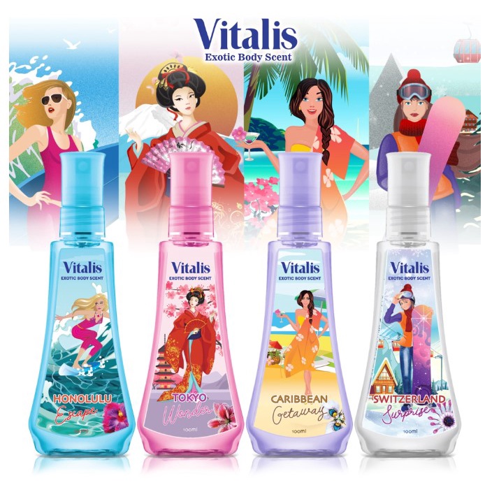 [BPOM] Vitalis Exotic Body Scent 100Ml 100%ORI Switzerland Surprise Honolulu Escape Parfum Wanita PA