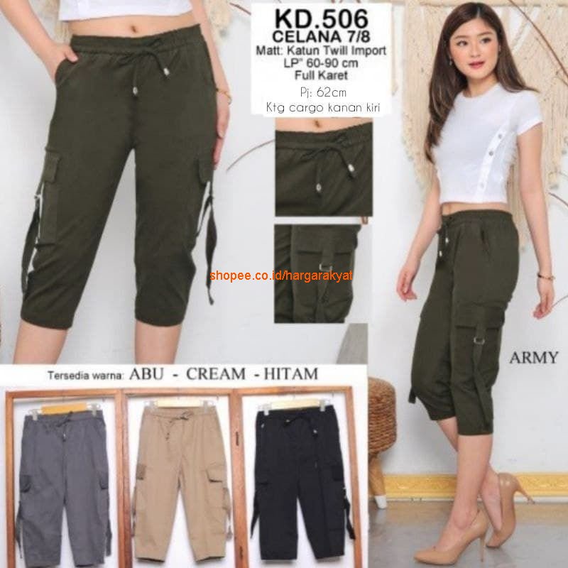 CARGO TIMANG &amp; CARGO JOGGER PENDEK WANITA 7/8 || OUTFIT DAILY OOTD SPORT