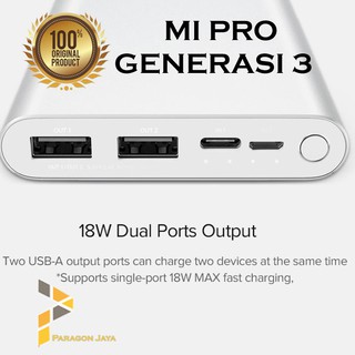 Powerbank Xiaomi Original MI PRO 3 10000mAh 18W Power Bank