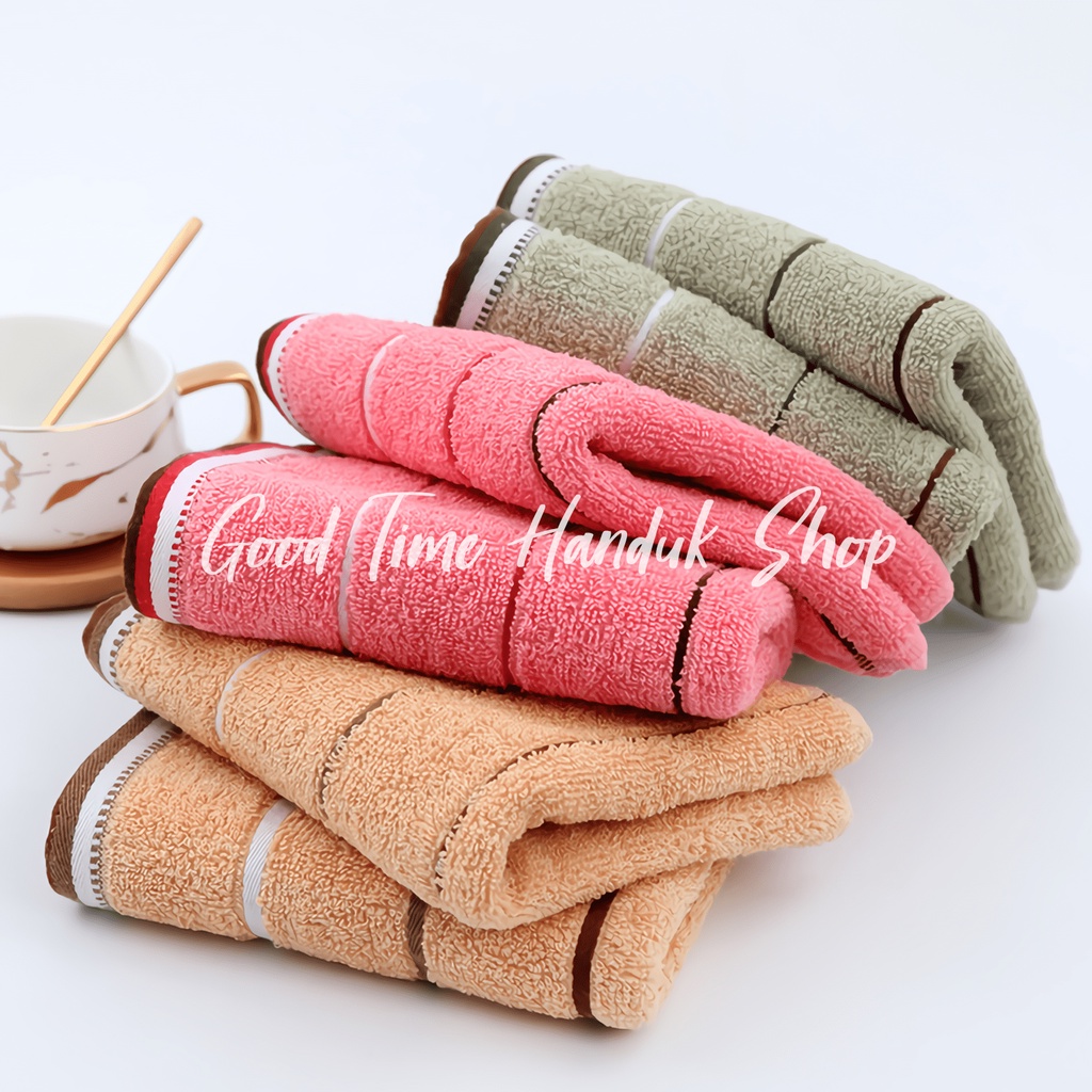 Handuk Muka / Handuk Olahraga Katun Garis Ukuran 35x75cm Premium Face Towel Cotton Handuk Jogging Lembut Serap Air Quick Dry