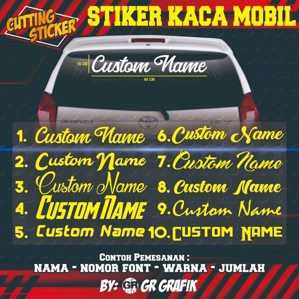 STIKER KACA MOBIL NAMA CUSTOM