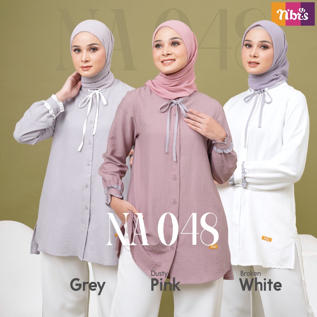 Nibras Atasan NA 048 Bahan Jasmine Airflow Kemeja Wanita Muslimah Simple Polos Formal OOTD