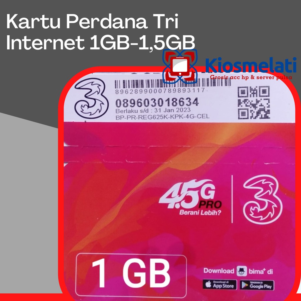 Kartu PERDANA TRI Internet Happy 5GB/kartu perdana 3/Kartu tri internet Happy 12GB - Kartu tri inter