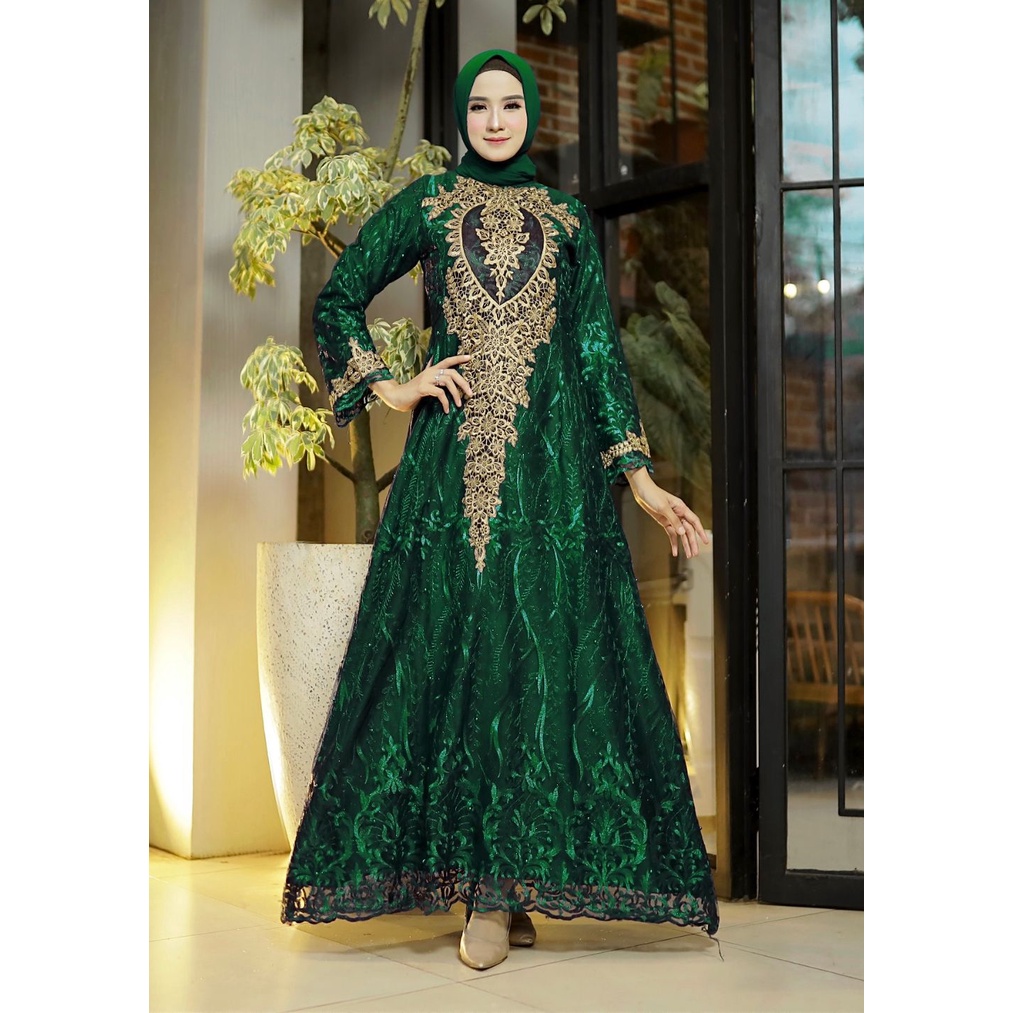 BAJU GAMIS RASAQI / Gamis lumina dress / Gamis tulle brukat / Gamis pesta / Baju kondangan wanita SIZE M L XL XXL