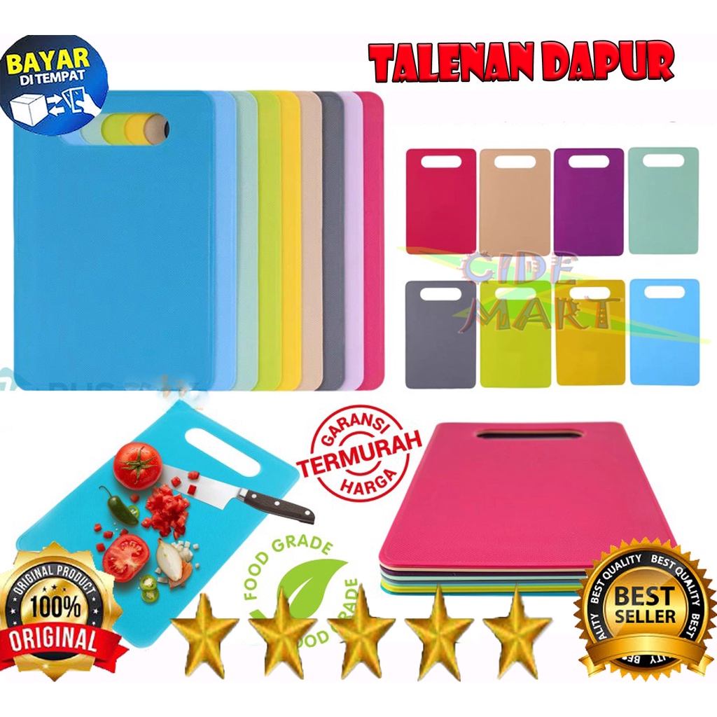 Talenan Dapur Plastik Non-Slip Warna Warni / Alas Pemotong Buah Sayuran Daging Roti Multifungsi / Slim Cutting Board Chopping Papan Tatakan Plastic Food Grade Serbaguna