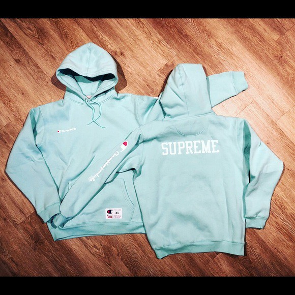 supreme champion hoodie blue