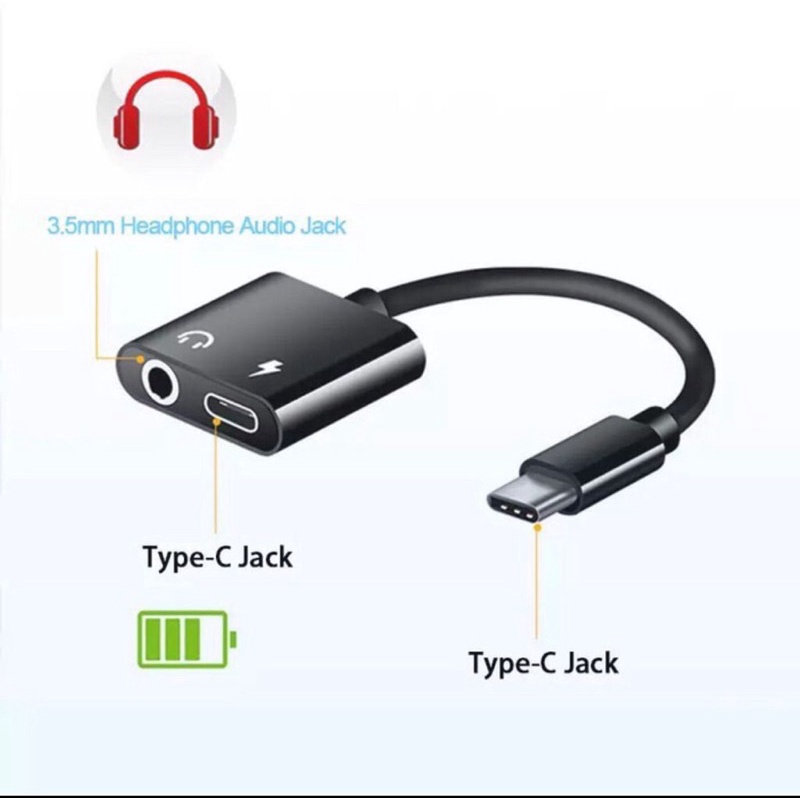 2in1 Type-C Audio Jack 3.5mm &amp; Charging 2A Kabel Adaptor JH-020