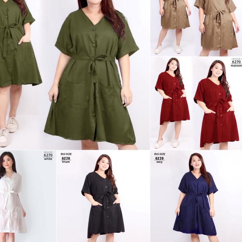 ֍ Baju mini dress BIG SIZE jumbo Baju wanita gemuk ibu hamil ibu menyusui 6270 BIGSIZE kerja pesta O