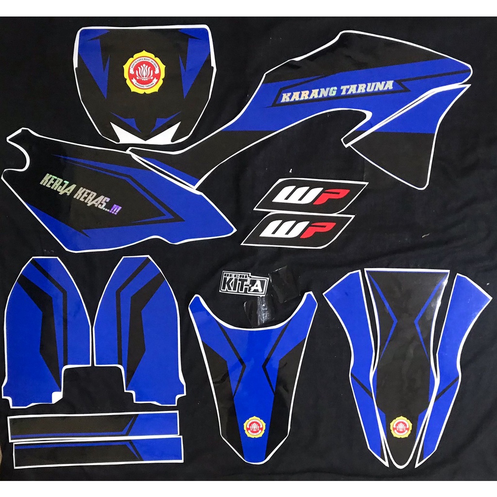 Decal Klx bf 150 biru hitam simpel minimalis kombinasi cutting hologram