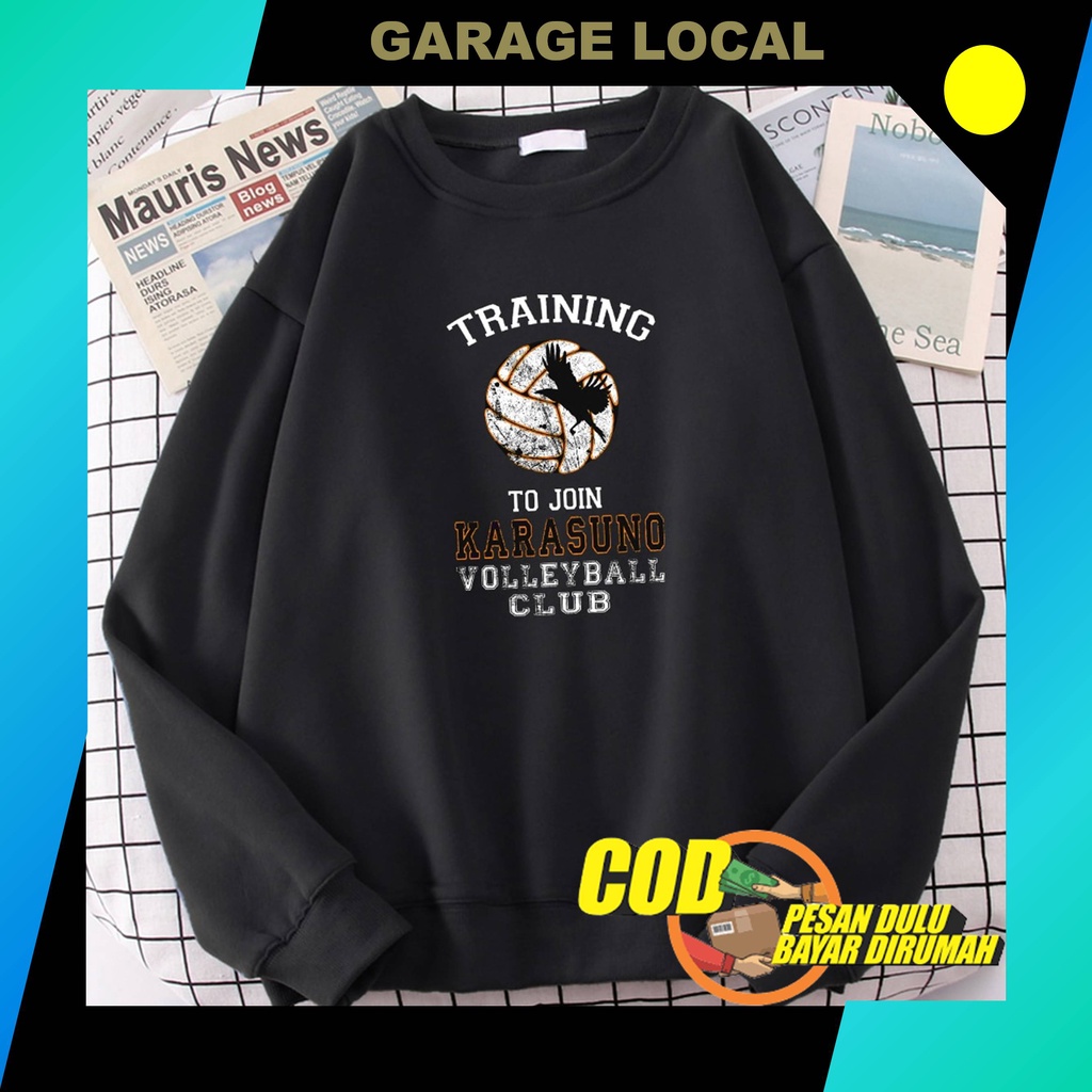 Sweater Crewneck Basic Anime Karasuno Volleyball CN Anime Pria Wanite Crawneck Karakter Cowok Cewek 