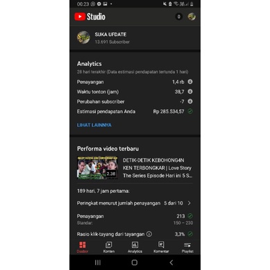 akun youtube 13 ribu subscriber