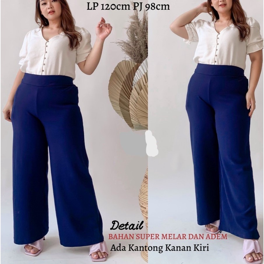 BUMIL / JUMBO EDISI 3XL-5XL✅ KULOT LOOSE PANTS ~ SAKU ADA / MELAR NYAMAN | Warna Cantik | MATT CREPE Berkualitas celana panjang wanita/big size 90kg/bawahan muslimah/kasual harian ootd/original