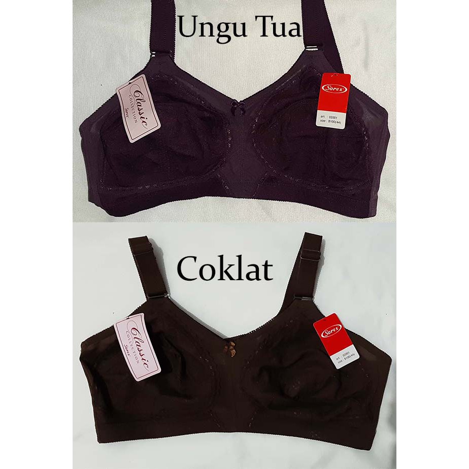 BIG CUP BRA SOREX 02001 TL B0094 sz 42 44 46 BH Cup Besar Classic tanpa busa non kawat size 40 42 44 46 kait 3 BTK