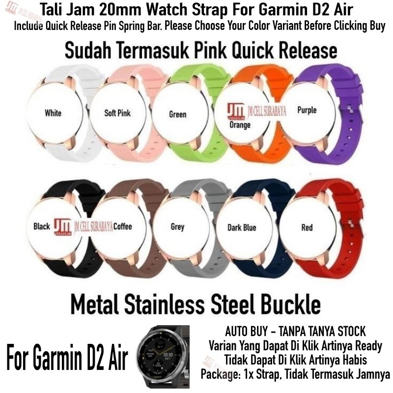 M42 Tali Jam 20mm Watch Strap Garmin D2 Air - Rubber SIlikon Vertical Garis