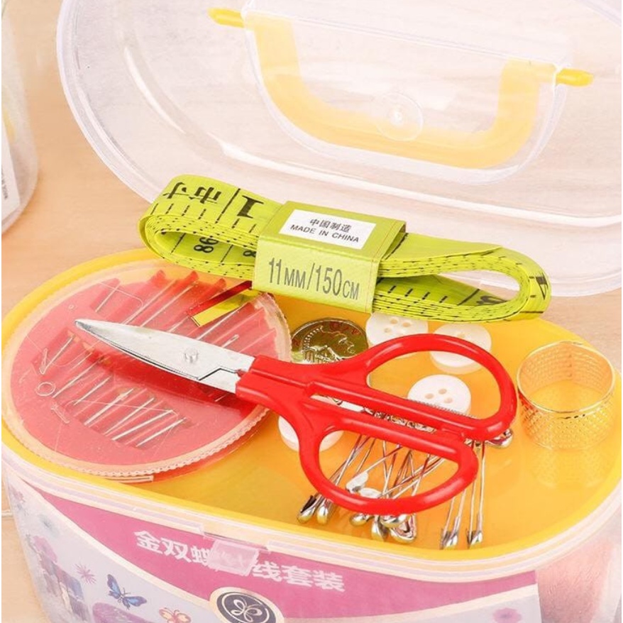 PA Sewing Set Kit Peralatan Jahit Kotak Box Alat Menjahit Benang Jarum Peniti Meteran Gunting Baju Kain - SS169