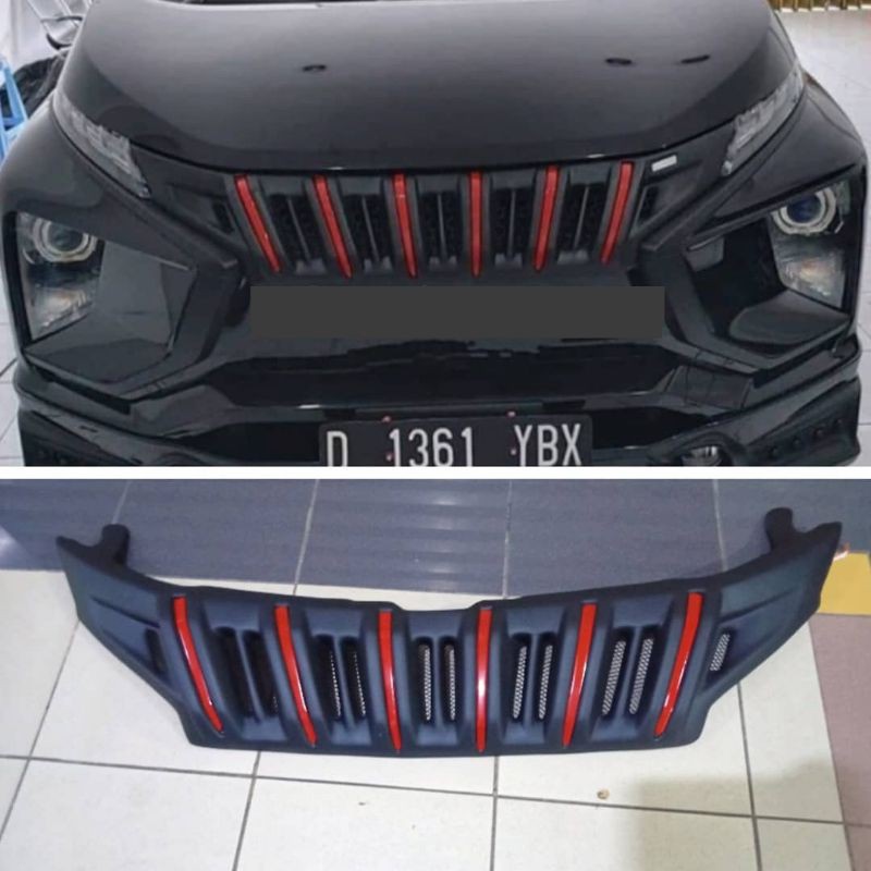 grill Apollo Xpander hitam doff Lis merah grill Xpander model Apollo Hitam doff Lis merah