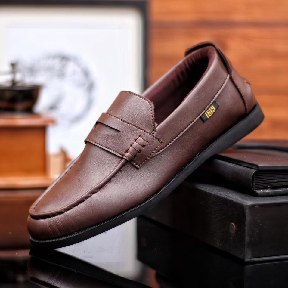SLG.7077 ◦ Sepatu Formal Pantofel Pria Kulit Asli Premium Louis Votion Hitam ukuran 39 - 43 SepatuFo
