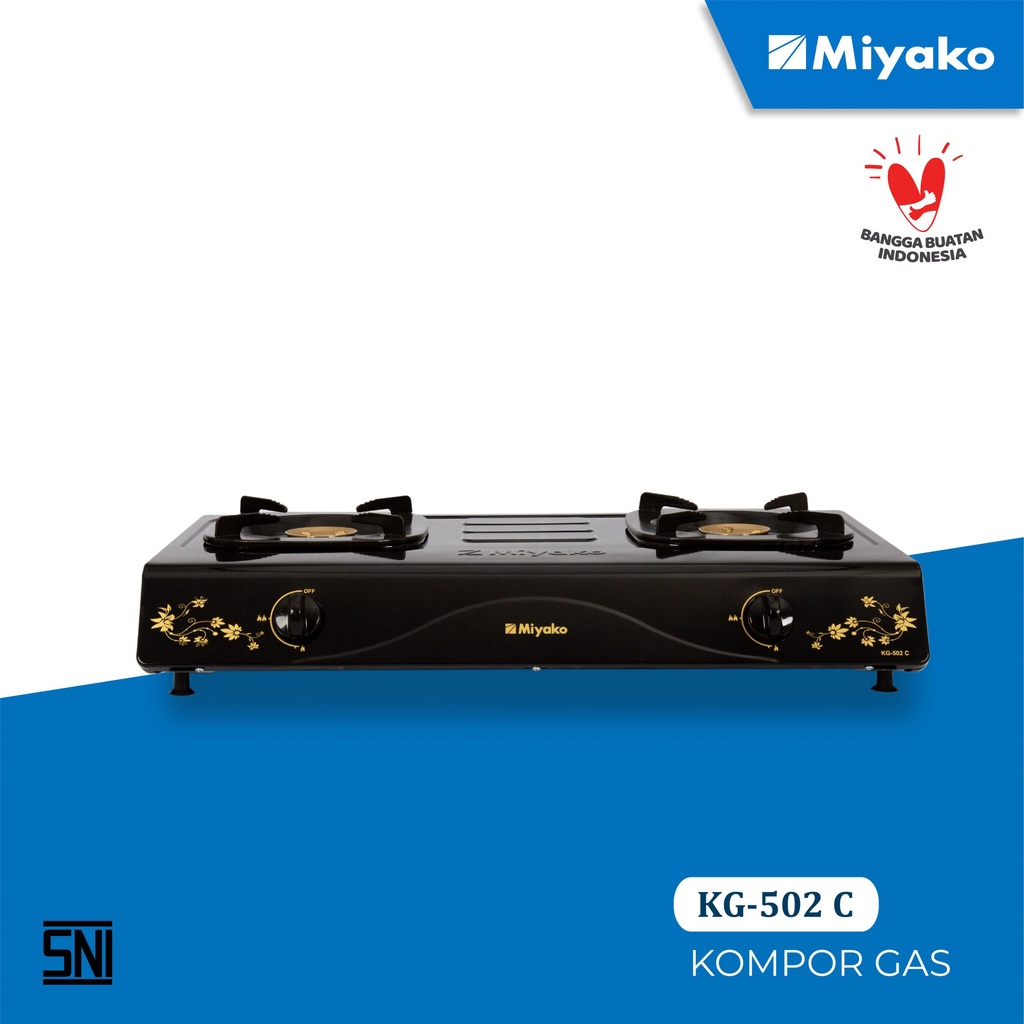 Miyako KG-502C Kompor Gas 2 Tungku FREE Paket Miyako Selang Gas Meter