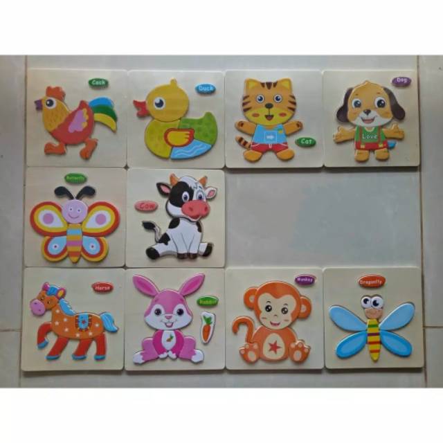 MOMBABY1 Mainan Puzzle Anak Motif Hewan atau Kado Mainan Anak Puzzle Motif Hewan