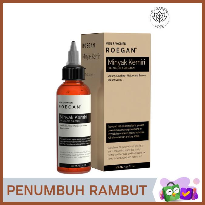 ROEGAN Minyak Kemiri - Penumbuh Rambut Penghitam Uban Alami - Basic