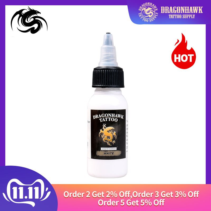 

PRODUK IMPORT Dragonhawk Tattoot Ink 1-PACK Sliver Color Set 1oz Bottles Color White