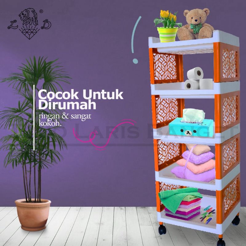 (FREE PACKING DUS) RAK SERBAGUNA ELCO SUSUN 4 RAK YOYO RAK APARTEMEN PLASTIK