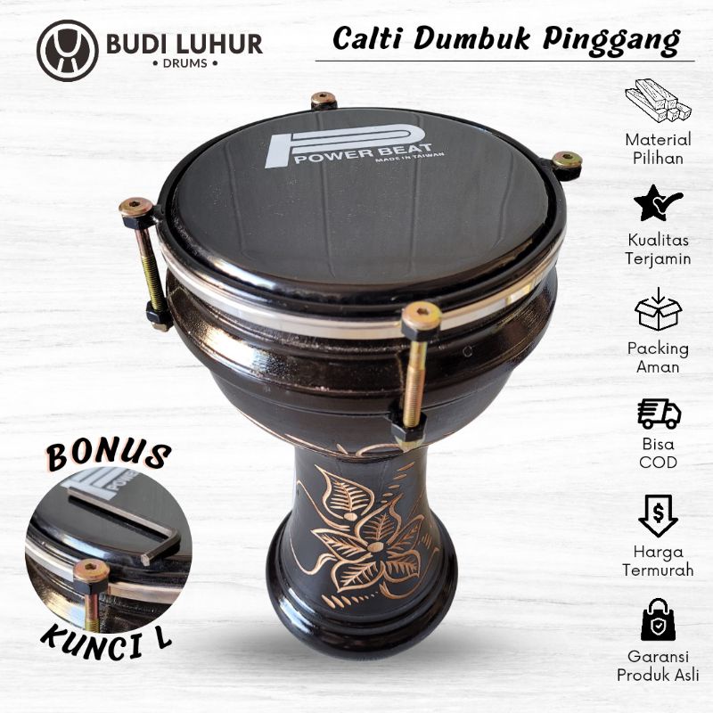 Termurah Dumbuk Pinggang Calti Darbuka 6 inch Motif Ukir Berkualitas Bonus Kunci L