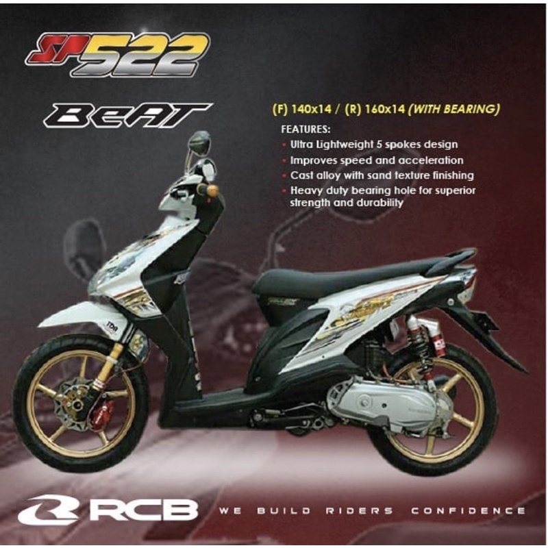 Velg Racing SP522 RCB Honda beat / Scoopy palang 5 RACING BOY GOLD
