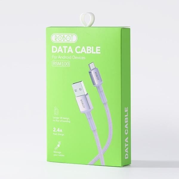 A_   ROBOT Kabel Data RSM100 Purple Android Micro USB 1M Data Cable 2.4A