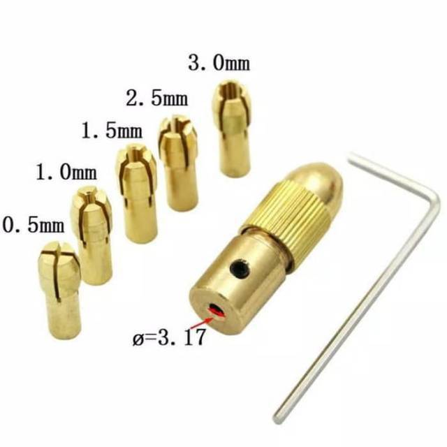 Chuck Mini Drill Collet Set 7pcs Konektor Dinamo Bor Ukir Potong