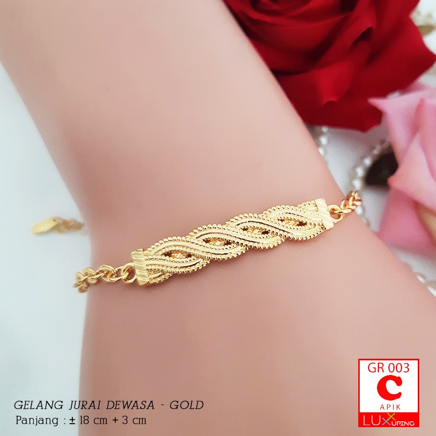 GR 003  Gelang Tangan Xuping Permata Zirkon Love Infiniti Perhiasan Lapis Emas Luxx Xuping