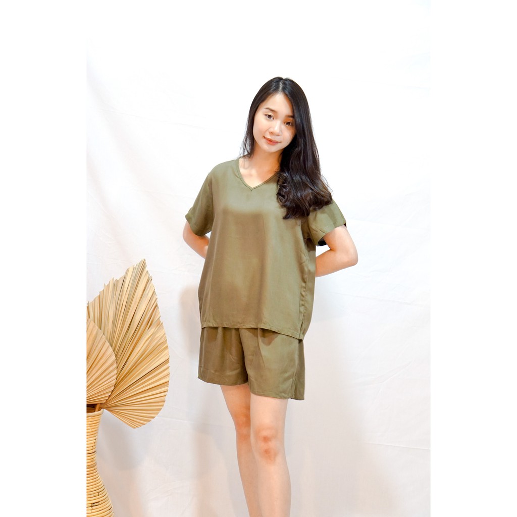 Seri Set in Olive  - Baju Setelan Wanita / Setelan Rayon / Baju Santai Rumah / Fashion Wanita
