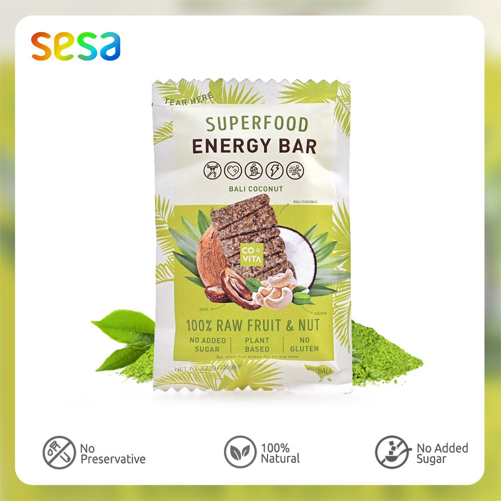 

COVITA Energy Bar Bali Coconut 35gr - Snack Bar Plant-Based Gluten Dairy Free