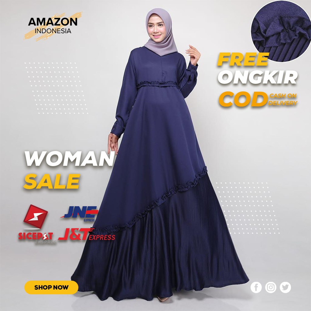 GAMIS DRESS MAXI PEREMPUAN CEWEK DRES WANITA BUSUI WARNA NAVY BIRU TUA DONGKER HARGA MURAH