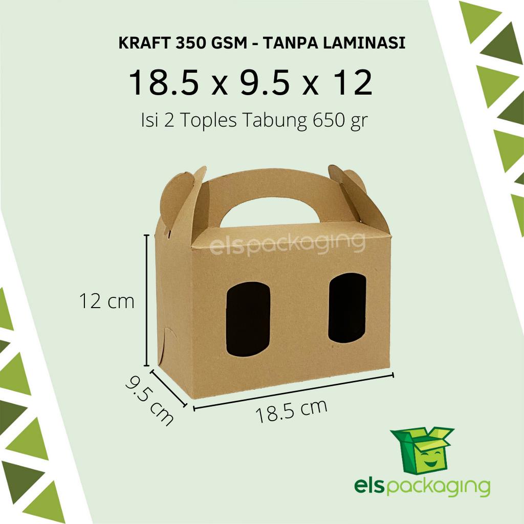 

Dus Kraft Box toples box jinjing box tenteng kotak souvenir box hampers dus snack Gable Box 18.5x9.5x12