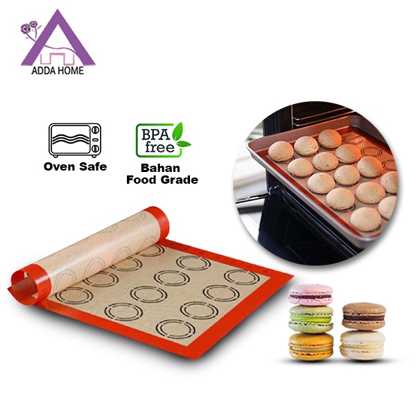 Adda Home - Alas Adonan Macaron Makaron Cookies Biskuit Silikon Baking Mat Tebal