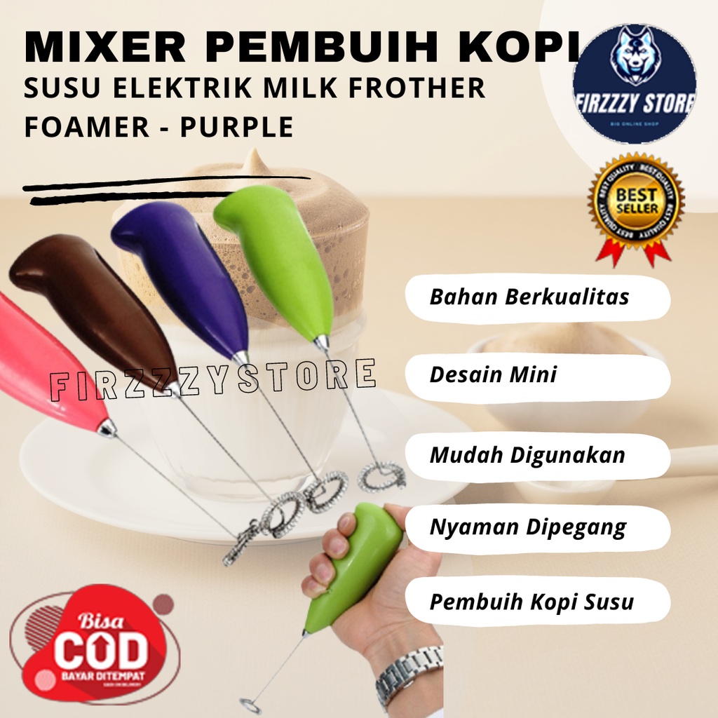 Mixer Pembuih Kopi Susu Elektrik Milk Frother Foamer - Purple