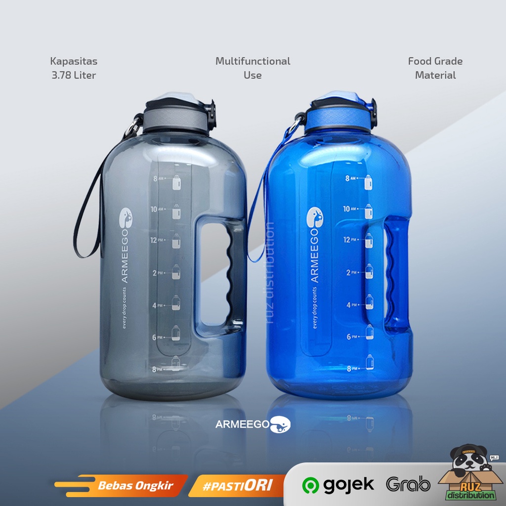 ARMEEGO Botol Air Minum 3.78 liter - Tumbler Galon - Botol Olahraga