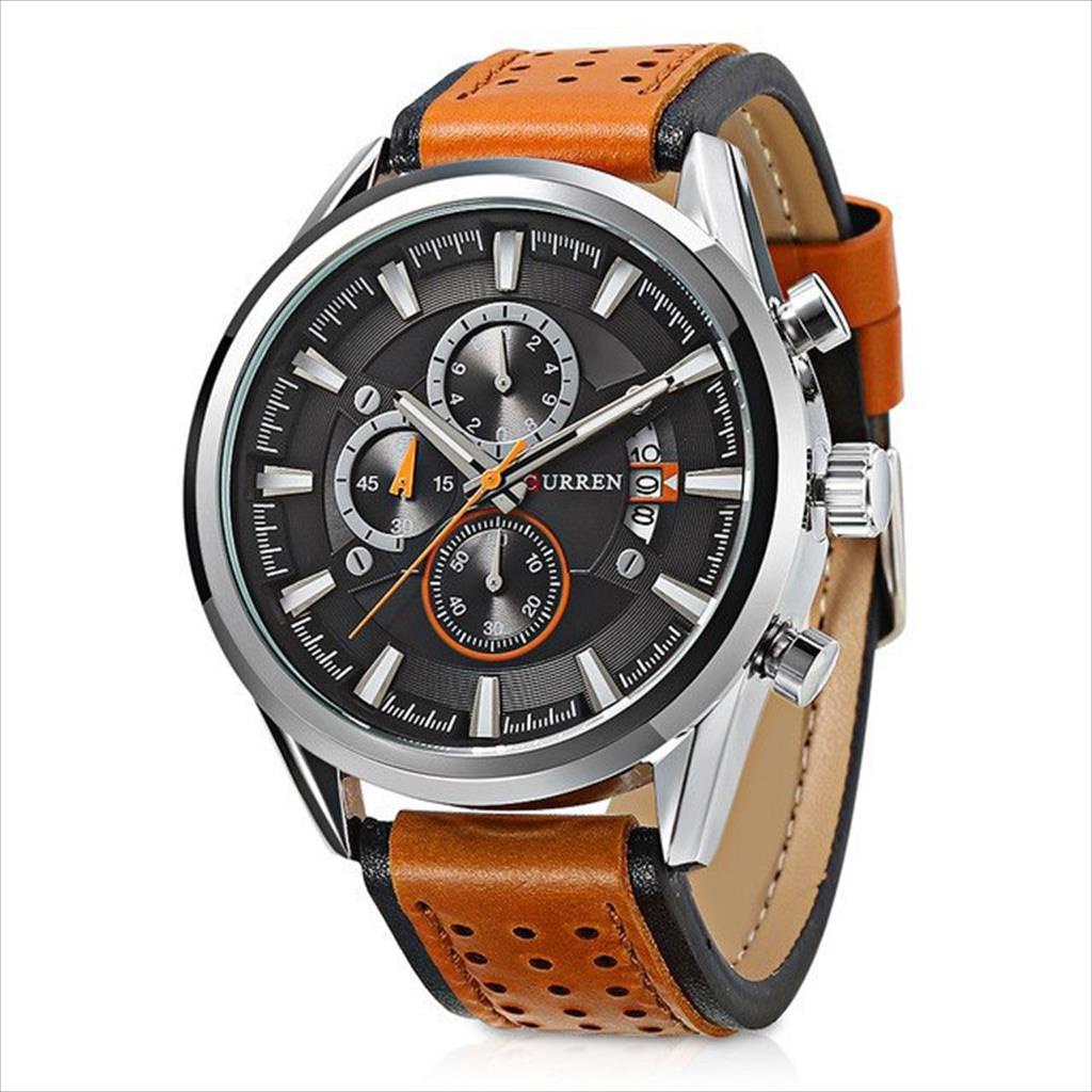 CURREN 8290 ORIGINAL Jam Tangan Pria Chronograph Aktif Tali Kulit