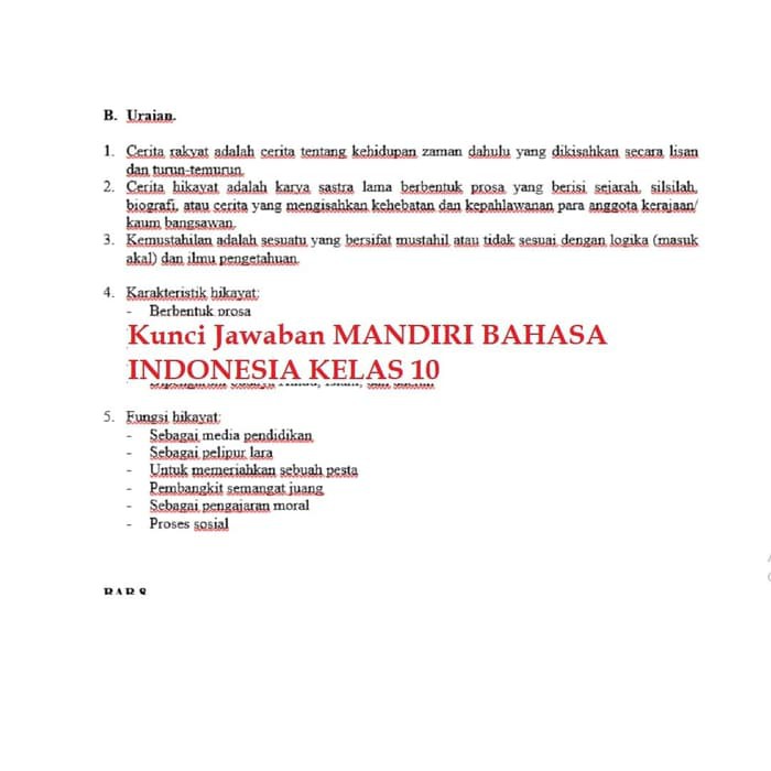 Kunci jawaban mandiri bahasa indonesia kelas 10