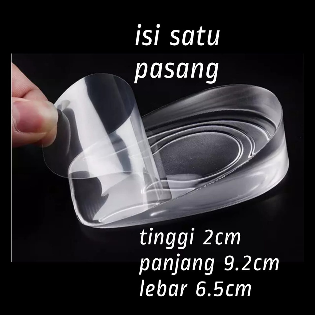 INSOLE PENINGGI BADAN INVISIBLE BAHAN SILICON GEL INSOLE SEPATU WANITA ALAS KAKI PENINGGI BADAN INSTANT BLK