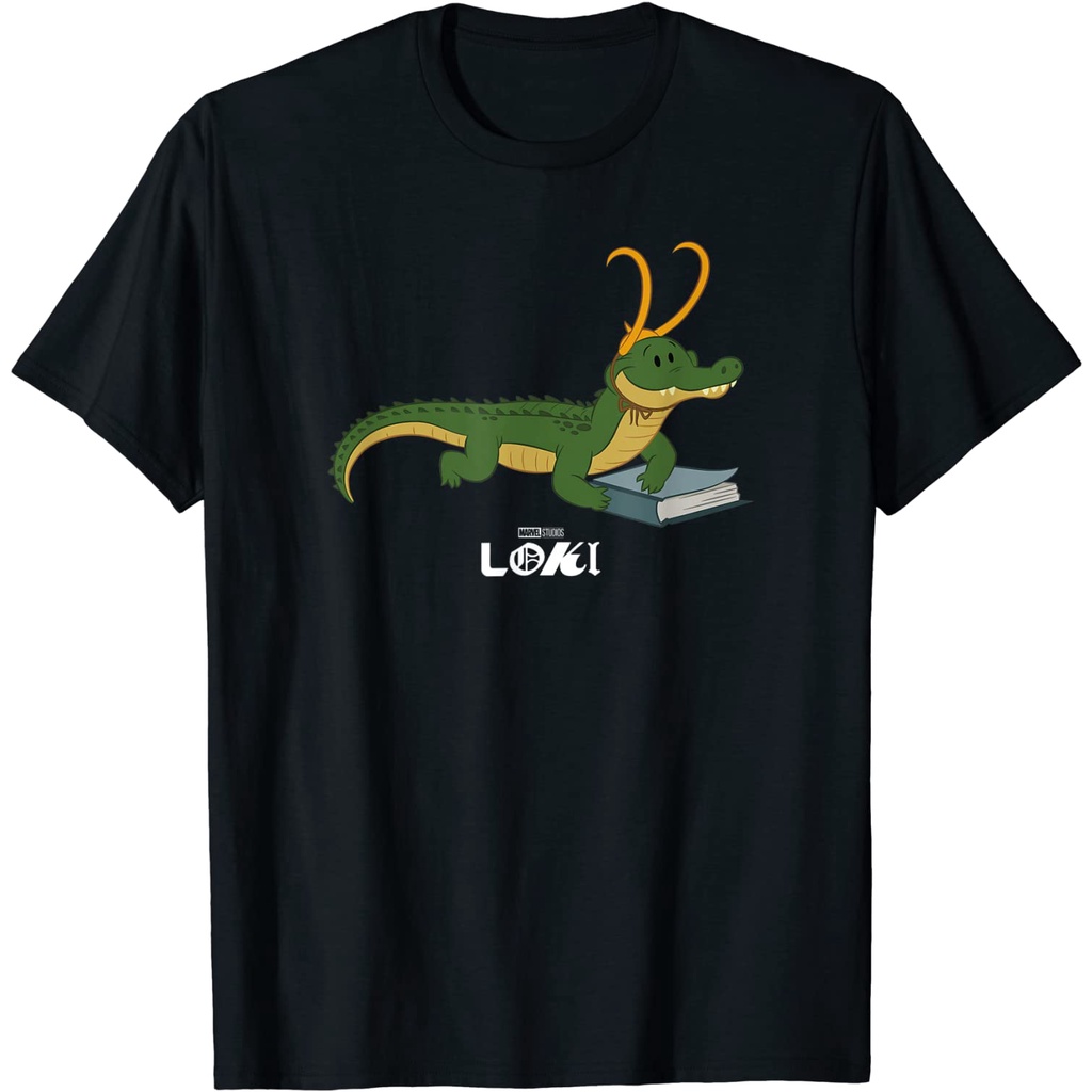 Kaos dewasa unisex Marvel Loki Alligator Loki Variant Book Reader T-Shirt